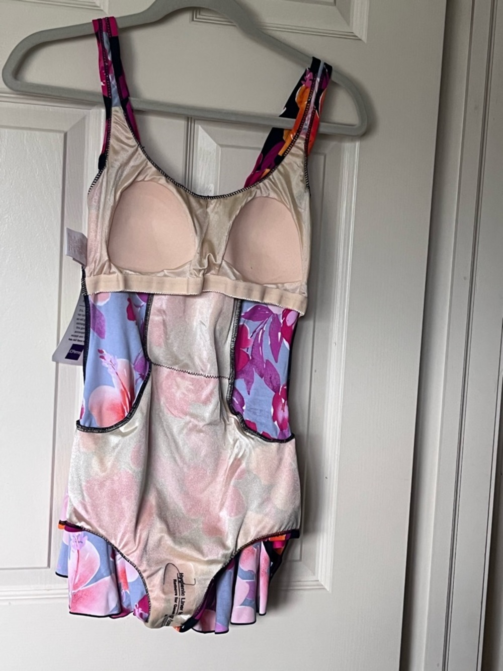 Le Cove NWT Women's 12 Swimdress Pink/Orange Floral on Black - Picture 4 of 7